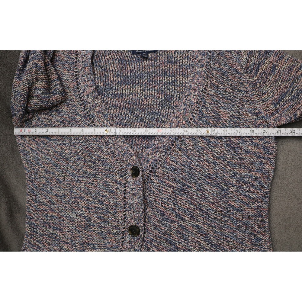 AMERICAN EAGLE Sweater Marled Knit Button Cardigan Women Large Blue Pink Crochet - Picture 5 of 11